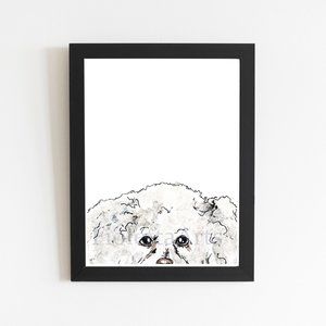 Bichon Frise Dog Art Print, Bichon Frise White Dog Wall Art, Puppy Watercolor